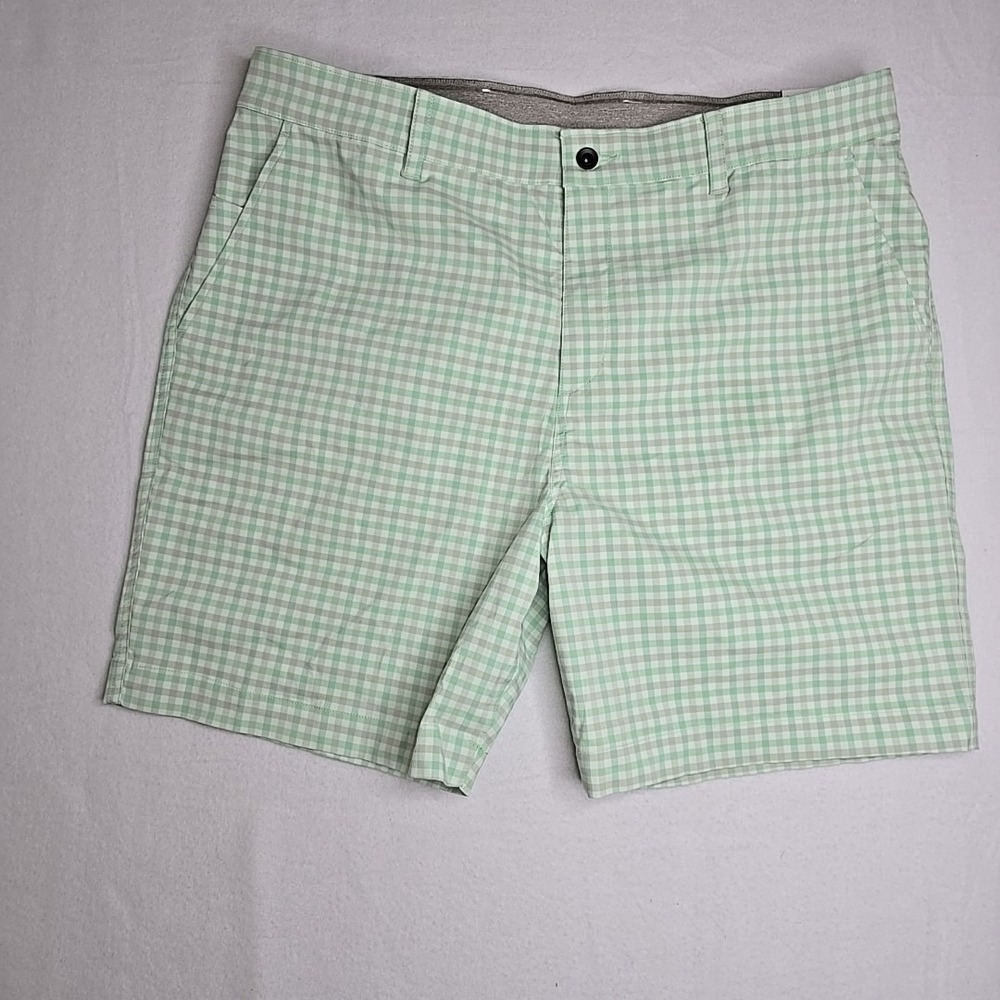 Nike‎ Golf Shorts Mens 38 Green White Checkers Dri-Fit Swoosh Sports New UPF40